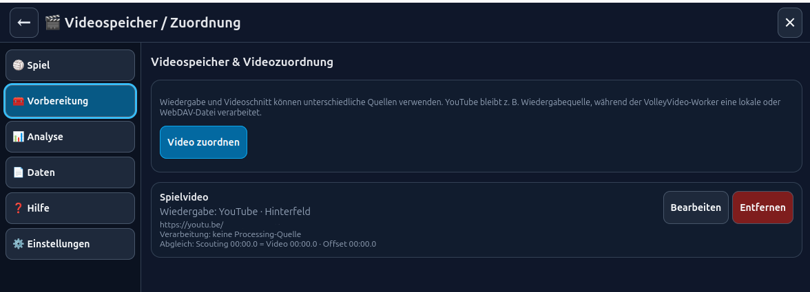 Videozuordnung in VolleyTakt Live 0.4.2